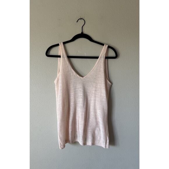 Lululemon Mix And Mingle Tank Linen Blend Knit Twist Low Back V Neck Pink Draped - Picture 1 of 8